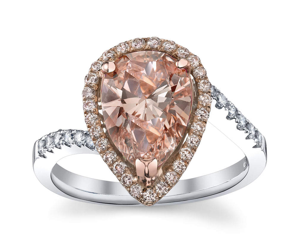 Platinum and 18ct Rose Gold pear-shaped Argyle Pink Diamond™ and White Diamond  ring - Fine Jewellery and Argyle Pink Diamond Specialists